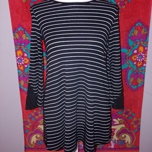 Black and Silver GirlsMedium Shirt with Black Lace